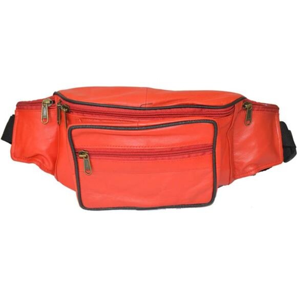 Genuine Leather Fanny Bag, Orange
